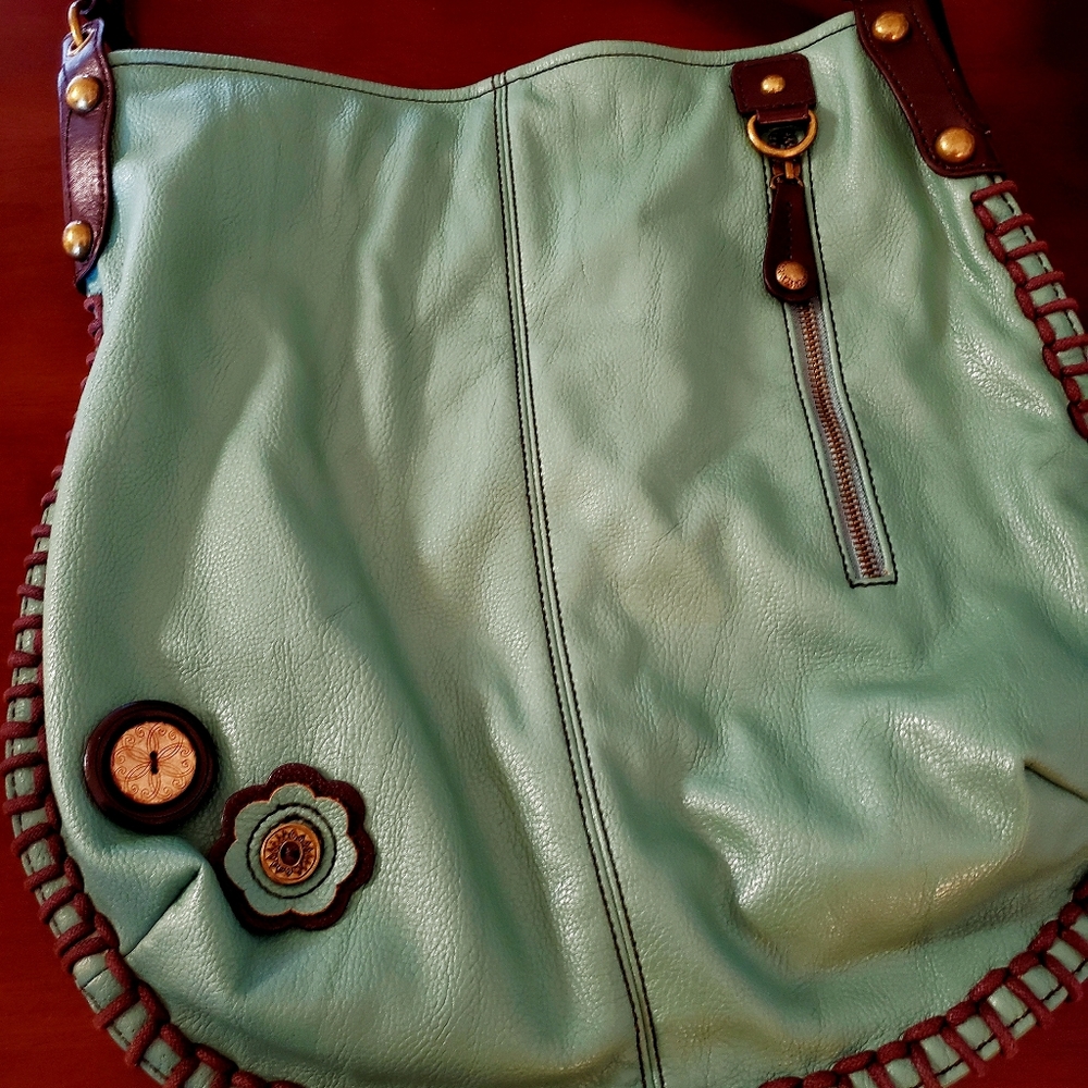 Chala Teal Owl Hobo Handbag - Picture 3 of 8